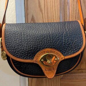VGUC Authentic Vintage Dooney & Bourke Saddle Up Cavalry navy and tan crossbody